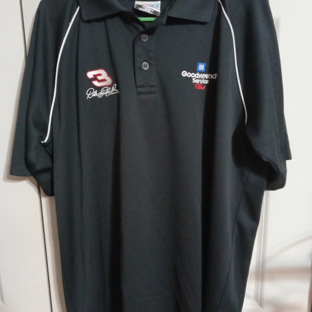 Nascar Black Polo with Embroidered Logos